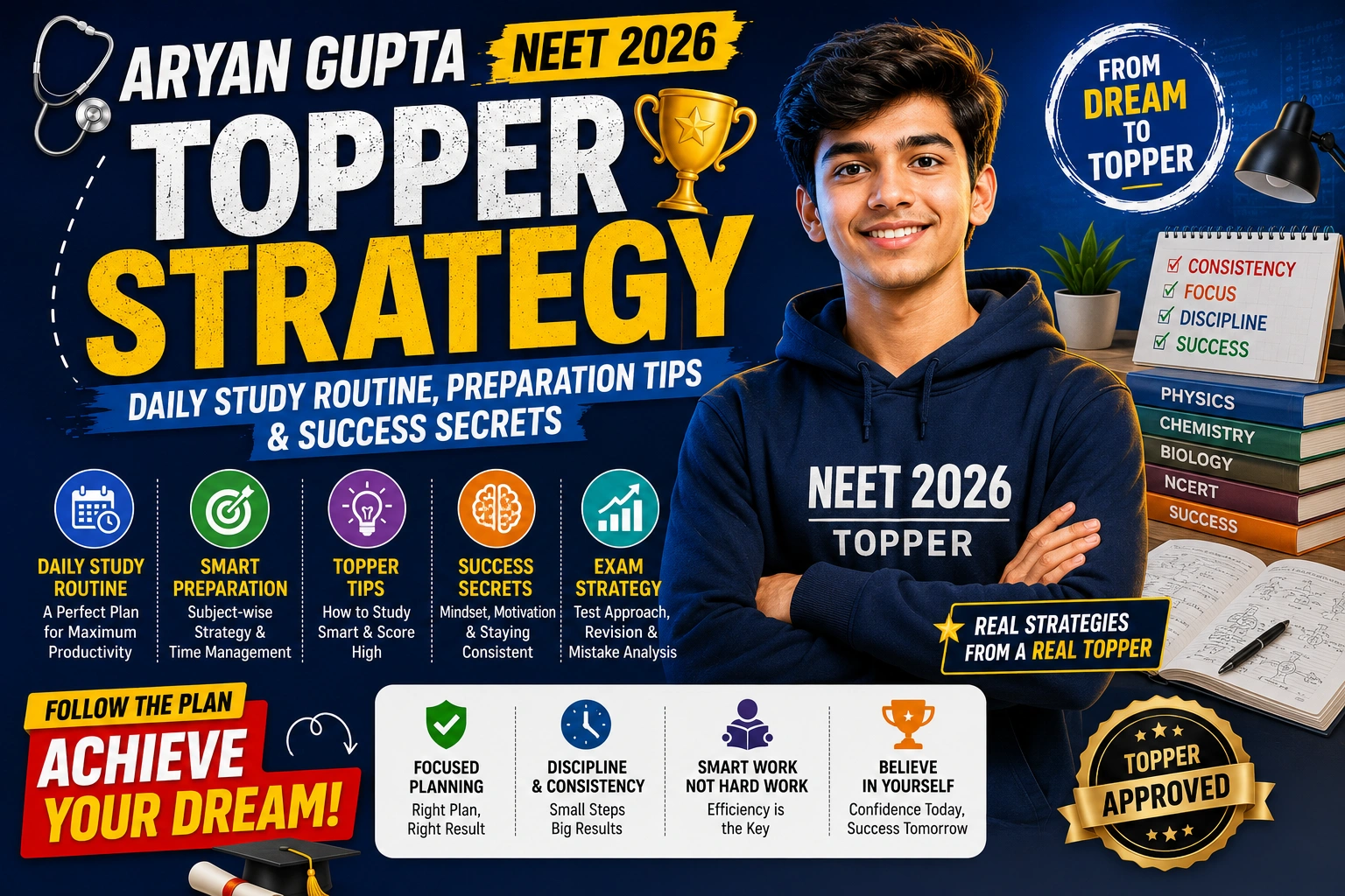 Aryan Gupta NEET 2026 Topper Strategy-Daily Study Routine, Preparation Tips & Success Secrets